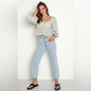 Show Me Your MuMu Angelique Cropped Top W/ Smocking Size Large